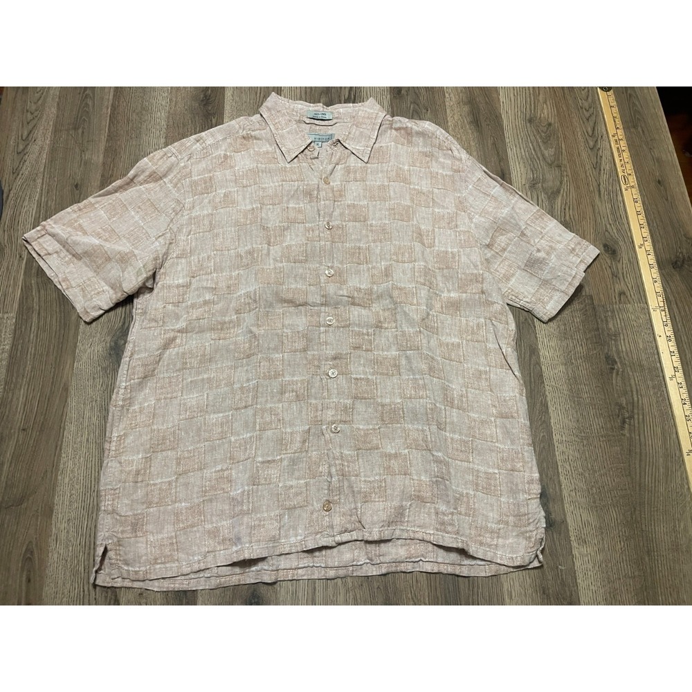 Visitor Shirt, Men's Size XL, Brown, Button Up, Short Sleeve, 100% Linen